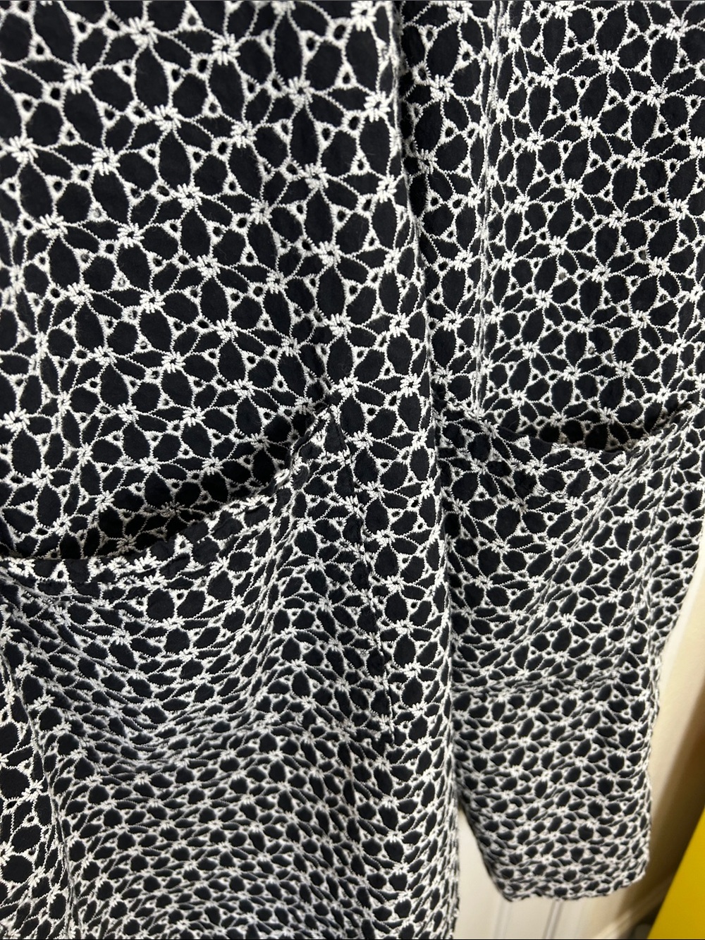 Wrap London Black White Cotton Eyelet Embroidered Puff Sleeve Shift Dress US 18 - Picture 8 of 10